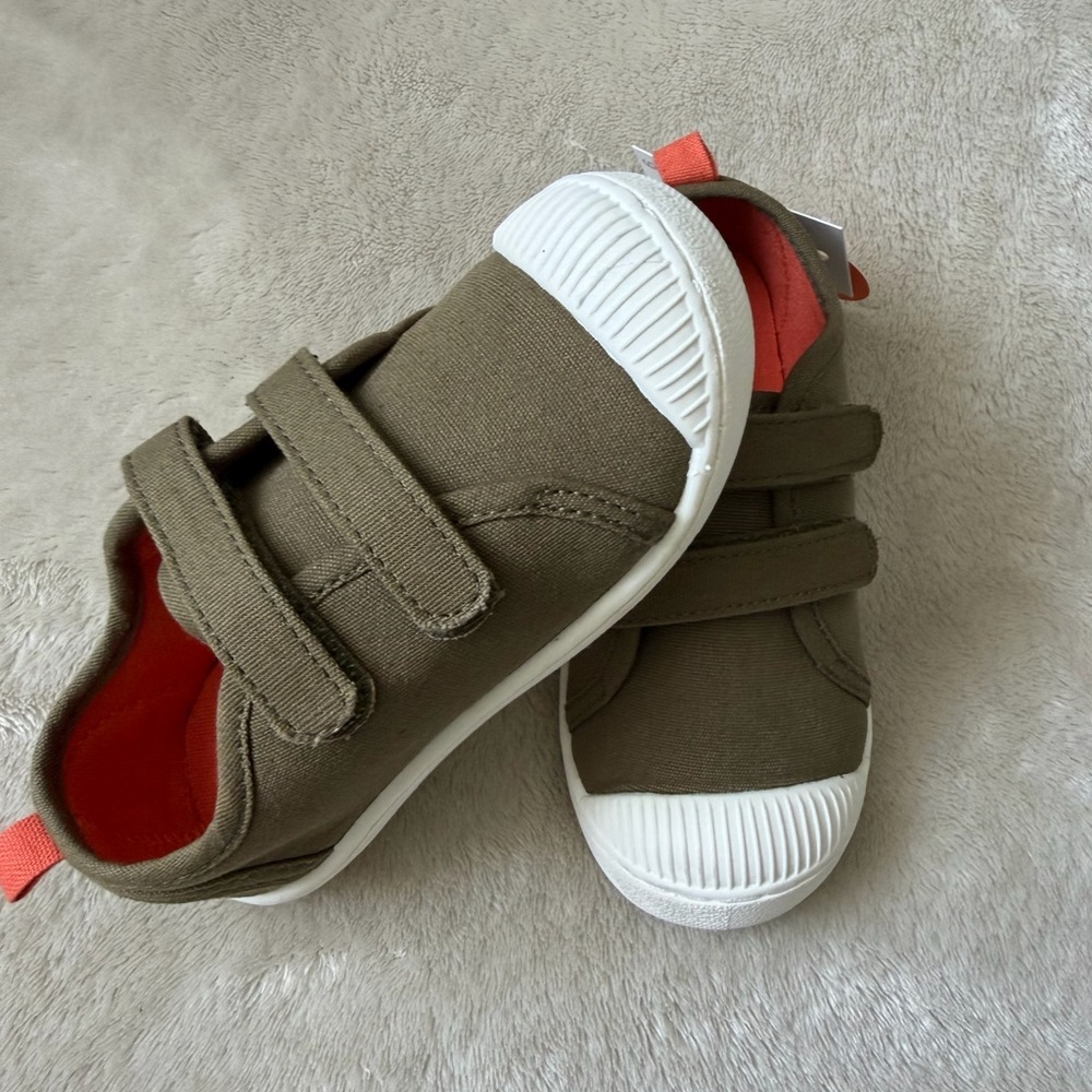 Jumping Beans Olive and White Kids Sneakers